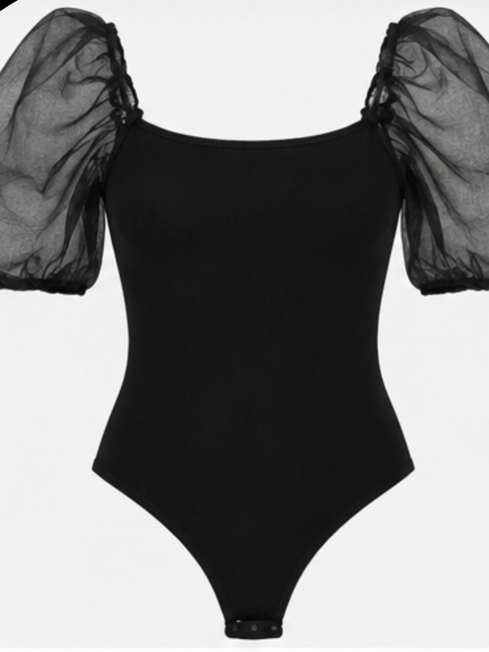 Astr Black Puff-Sleeve Bodysuit